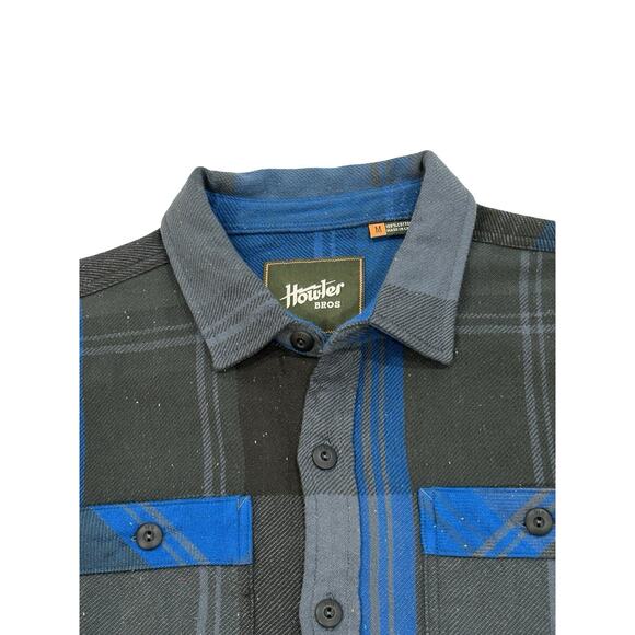 Howler Bros Rodanthe Blanket Shirt Size M Blue Plaid Woven Cotton Flannel - Picture 5 of 7